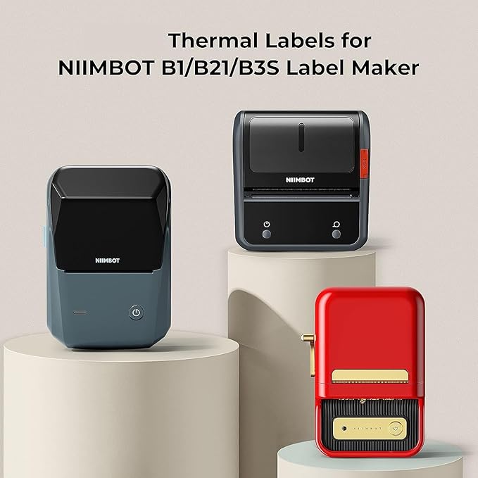 B21 Label Maker Tape Adapted Label Print Paper Mini Labels Sticker 1.96" x 0.59" Standard Laminated Office Container Labeling Tape Replacement for B21 Label Maker (2 Rolls, White)
