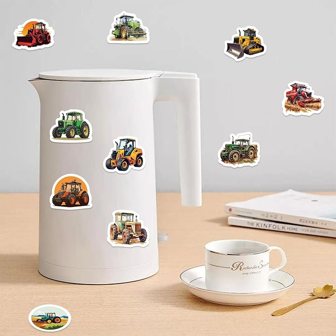 Truck Stickers for Kids,Construction Vehicle Sticker Label,500 Pcs Cartoon Tractor Stickers Roll Self Adhesive Decals for Party Supplies Decorations Water Bottle Laptop Luggage Scrapbook