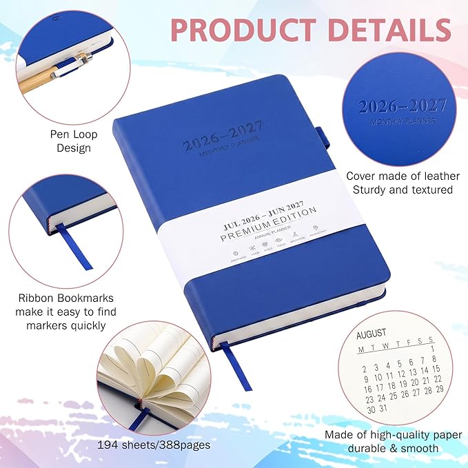 Chiisong 10 Pcs 2026-2027 Monthly Planner July 2026- June 2027 Academic Planner Bulk 8.43" x 5.67" Monthly Agenda Planning Book for School Office Supplies(Multicolor)