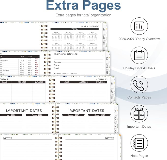 Planner 2026-2027, Weekly and Monthly Academic Planner, July 2026 - June 2027, Hardcover Calendar Agenda Book for School Year Planning, School Supplies for Teacher and Student, A5(6.3'' x 8.5'')