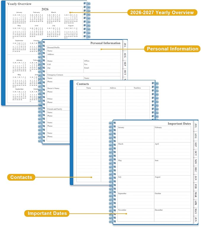 Academic Planner 2026-2027 - Weekly & Monthly Planner from July 2026 to June 2027, Agenda 2026 2027 with Inner Pocket, Elastic Band, 8.5" x 11", Blue