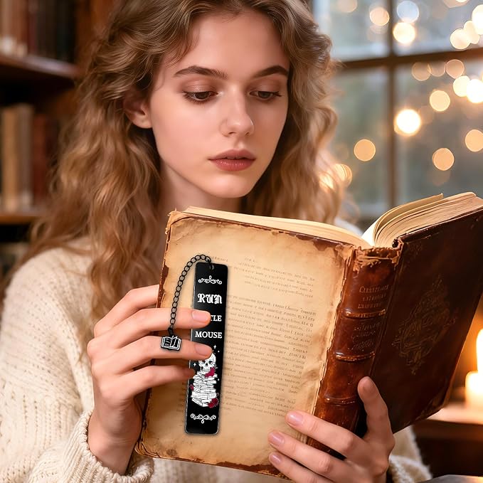 2Pcs Dark Romance Bookmark Funny Gifts for Women Men Book Lover Cute Metal Book Mark Stainless Steel Bookmark Skull Rose Reading Lover Accessories Unique Friend Coworker Valentines Day Gifts