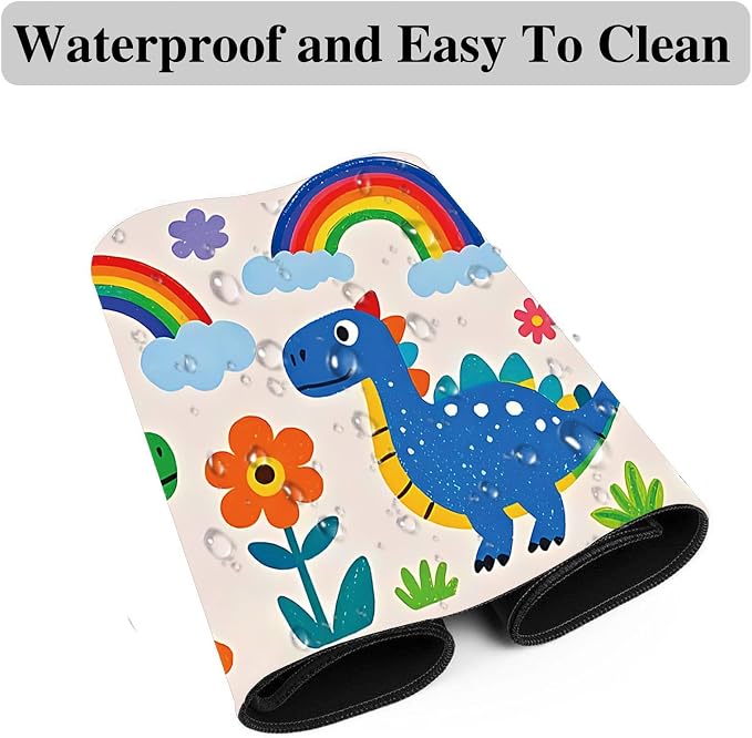 Mouse Pad Gaming Mousepad 31.5x11.8 Inch XXL Large + Coasters,Desk Mat with Stitched Edges, Non-Slip Rubber Base, Thick Mouse Pad for Computer, Laptop, Office & Home - Cartoon Dinosaur