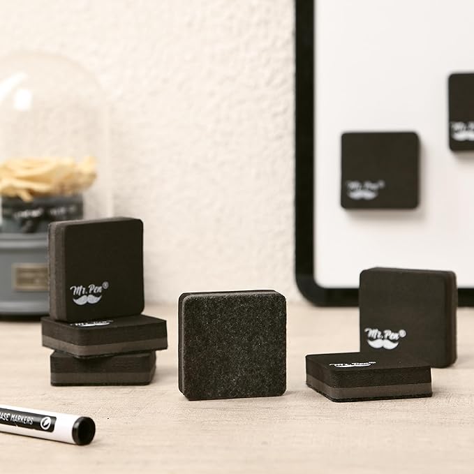 Mr. Pen- Mini Magnetic Dry Erase Erasers, 2" x 2", 24 Pack, Black Small Magnetic Whiteboard Dry Erase Erasers Bulk for Kids, Teachers, Students and Classroom Supplies