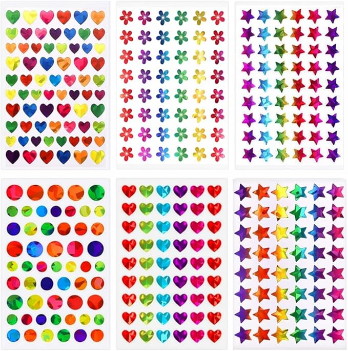 3330 PCS Holographic Glitter Stickers for Kids, 6 Styles Reward Stickers for School & Classroom, Teacher Supplies, Behavior Reward Charts, DIY Crafts & Decorations