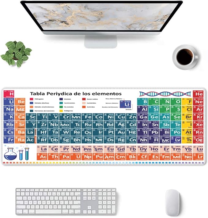 Periodic Table Mouse Pad – Large Desk Mat with Non-Slip Rubber Base, 31.5 X 11.8in Gaming Mousepad for Laptop Pc, Office Accessories and Desktop Decor