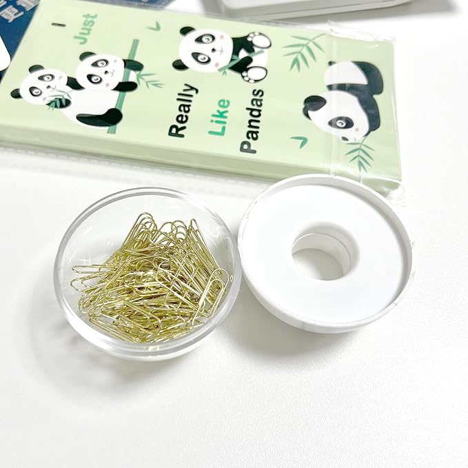 NatSumeBasics Marble Paper Clip Holder Magnetic Cute Paper Clips Dispenser with 100 Gold Paperclips for Desk Organizer Accessories Supplies (Marble)