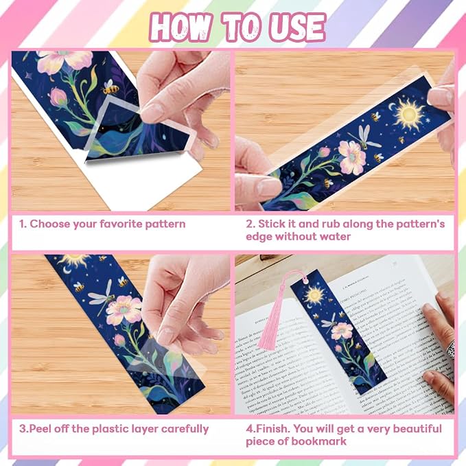 Peacoblue 30pcs UV DTF Bookmarks Transfer Stickers Wraps Occult Divination Elements for Women Men Reading, Waterproof Bookmarkers Decal(No Blank Bookmarks) for Acrylic Plastic Metal Blank Bookmark