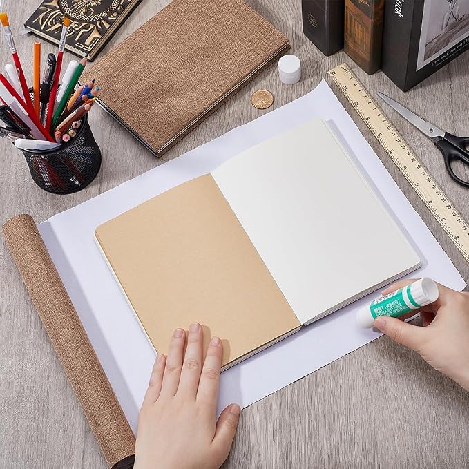 CRASPIRE 51 x 11.8 Linen Book Cloth Brown Books Binding Fabric Surface Paper Backed Bookcover Densely Woven Cloth Books Album Scrapbooking Archival Covering Protector Bookcloth Bookbinding Supplies