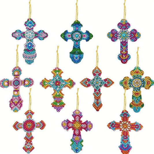 Anserdrm 10 Pcs Diamond Art Bookmarks Kit - DIY Paint with Diamonds Bookmarks with Pendant, Arts and Crafts Kits for Adults, Perfect Craft Gifts
