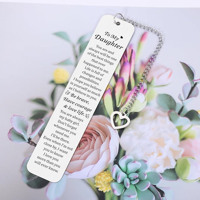 Inspirational Daughter Bookmarks for Girls, Birthday Wedding Gifts for Daughter from Mom Sweet 16 18 Gift for Adult Daughters Back to School Dorm Room Essentials for College Girl Women Boomark for Kid