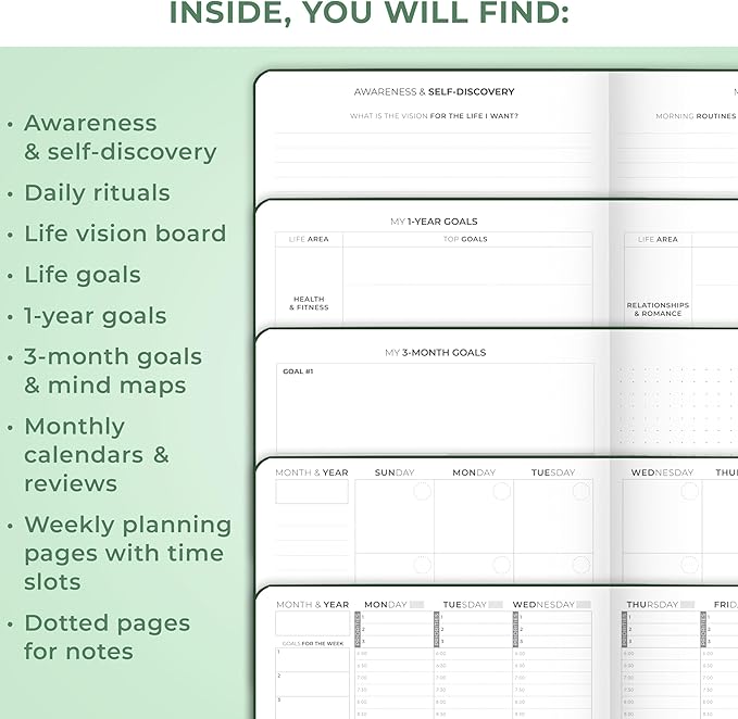Clever Fox Planner Schedule – Undated Weekly & Monthly Life Planner with Time Slots, Appointment Book & Daily Organizer, A5 (Forest Green)