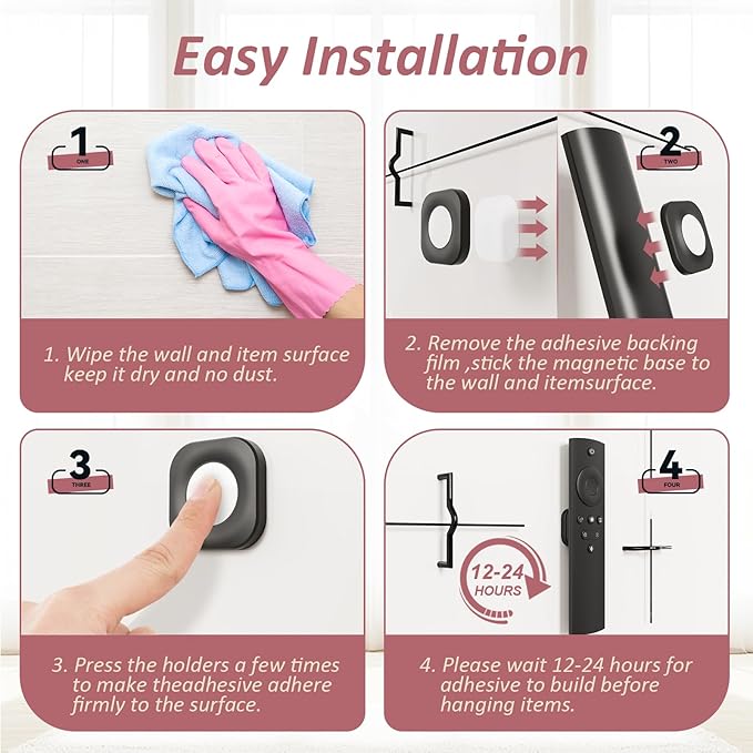 Magnetic Remote Control Holder Wall Mount Self-Adhesive, 6 Pack Upgraded Silicone Remote Organizer Storage Wall Holder for Home Office TV, Fan and Air Conditioner Remote Control 3 Colors