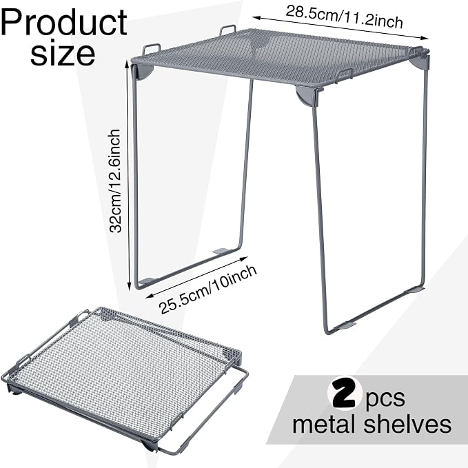 Ctosree 13 Pcs Locker Organizer and Accessories Kit Stackable Mesh Locker Shelf, Pen Holder, Magnetic Mirror, Whiteboard, Cloth, Marker, Magnet for Classroom Back to School Essentials(Gray)