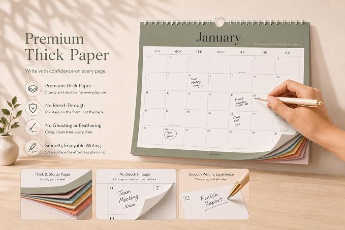 meDolove Spiral Hanging 18-Month Wall Calendar 2026-2027,14" x 11" | 12 Morandi Neutral Color Pages,July 2026-Jun 2027,No-Bleed Paper,for Women, Working Moms, Office