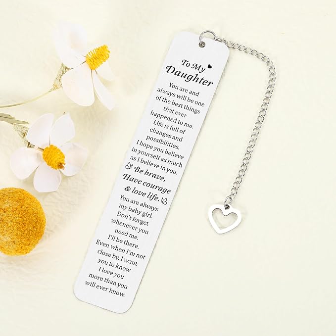 Inspirational Daughter Bookmarks for Girls, Birthday Wedding Gifts for Daughter from Mom Sweet 16 18 Gift for Adult Daughters Back to School Dorm Room Essentials for College Girl Women Boomark for Kid