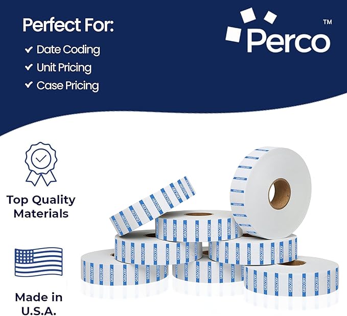 Monarch 1131 Blue Reverse Print on White Grocery Labels—8 Rolls, 1 Sleeve, 20,000 Labels for Monarch 1131 Price & Date Guns—with Tamper-Proof Design for for Supermarkets, Corner Stores & More—USA Made
