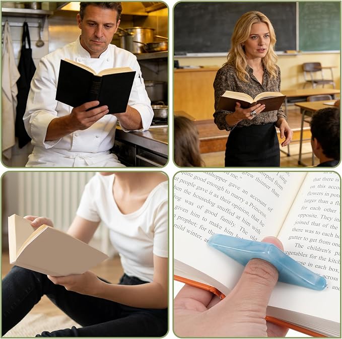 4 Pcs Handmade Thumb Book Page Holder, Thumb Ring Books Marks for Reading, Resin Book Holders for Reading, Books Finger Page Holder for Women Best Friend Christmas Gifts Readers