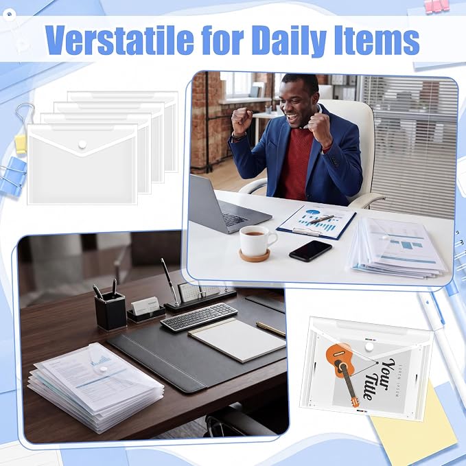 200 Pieces Clear 5x7 Small Plastic Envelopes Receipt Check Storage File Holder Case Waterproof Transparent File Envelopes for Home Office Document Receipt Card Storage