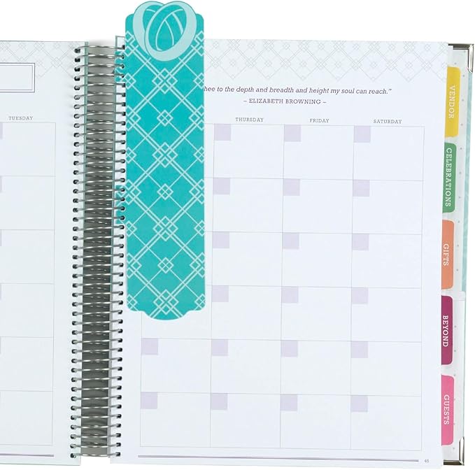 Global Printed Products Wedding Planner 9x11 Hardcover Organizer, Bookmark, Planning Stickers, Business Card Holder, and Pocket Folders