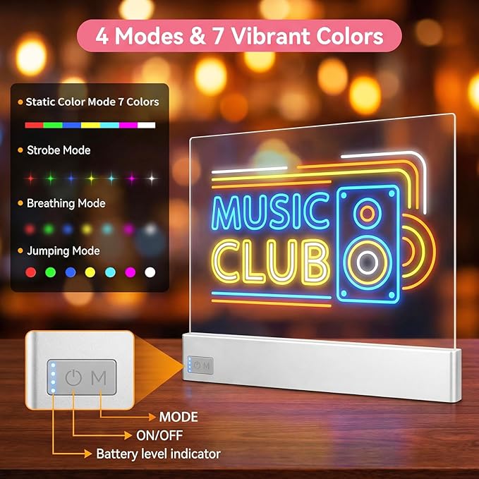LED Note Board with 8 Dry Erase Markers for Girls Boys Toys, 13"x10" Glow Drawing Board with 7 Colors for Kids Gifts, Rechargeable Light Up Writing Pad, Lumiboard Doodle Tablet for Holiday