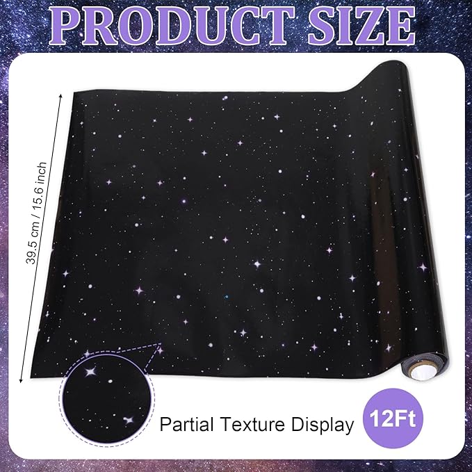 Starry Bulletin Board Paper Roll Non-Woven Bulletin Board Background Reusable Waterproof Blue Purple Classroom Poster Fade Resistant Poster for Classroom Decor Wrapping Crafts Supplies 15.6 In x 12 Ft