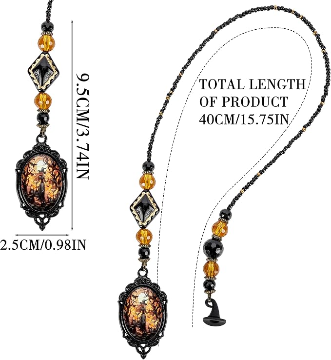Halloween Witch Bookmark Gifts - Gothic Witchy Hat Beaded Bookmarks for Women Men Book Lovers Crystal Bead Chain Page Marks Merch School Office Reading Accessories Bookish Gift for Birthday