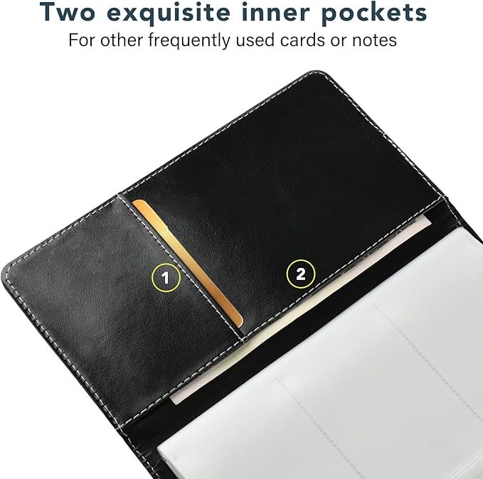 Leather Professional Business Card Holder Organizer Book - 300 Card Capacity Premium PU Folder with Soft Cover, Name Card Credit Cards Binder for Men/Women, Elegant Black