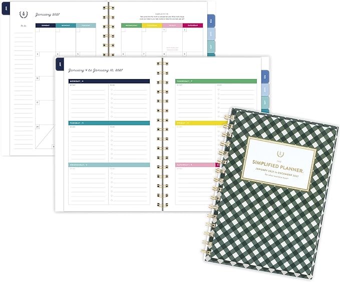 AT-A-GLANCE 2027 Planner, Simplified by Emily Ley, Weekly & Monthly, 5.5" x 8.5", Camp Gingham (EL58-201-27)