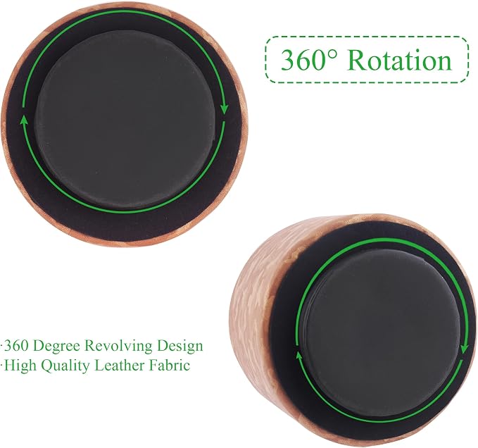 Round Leather Art Supply Organizer,Remote Control Holder,360 Degree Rotating,Multi-Functional Pencil Holder,4 Compartments Desktop Stationary Organizer(1-Camouflage Brown)