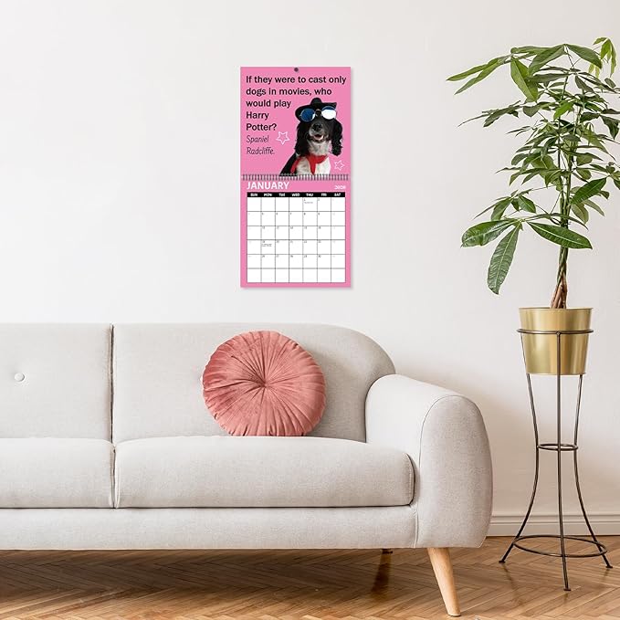 JAPBOR Cute Dog Calendar 2026 - Funny Puppy Joke Pun Wall Calendar, 12 Months Hanging Planner with Thick Paper, Animals Weekly Monthly Home Office Organizer for New Year Christmas Gifts (11" x 11")