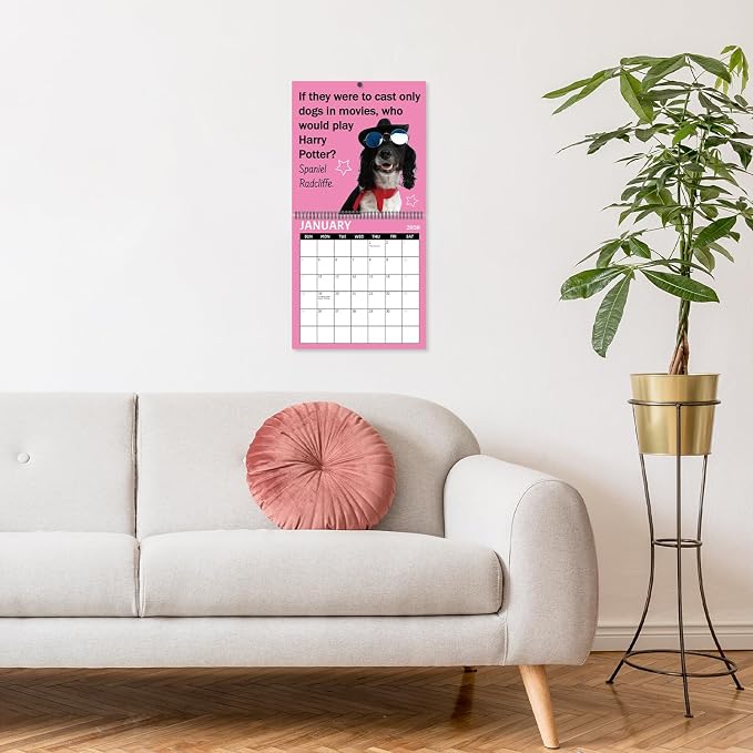 JAPBOR Funny Dog Joke Pun Calendar - 2PCS 2026 Dogs Themed Wall Calendar, 12 Months Hanging Planner with Thick Paper, Animals Weekly Monthly Home Office Organizer for New Year Christmas Gifts (11" x 11")