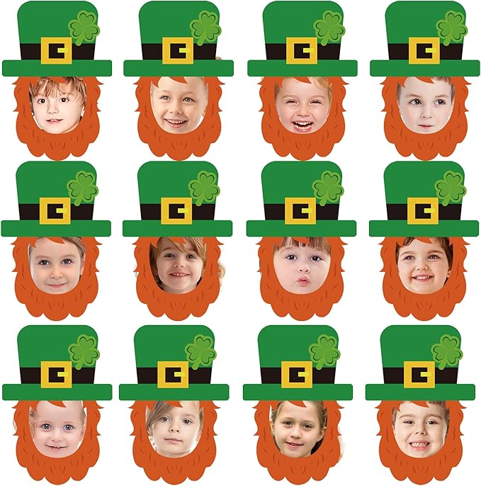 50 Pcs St. Patrick's Day Bulletin Board Leprechaun Hat Cutouts Green Irish March Bulletin Board Decor for Classroom Home DIY Photo Crafts Chalkboard Decor Supplies