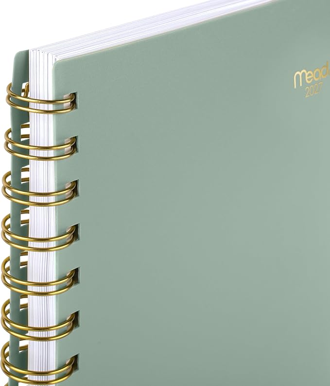 Mead 2027 Planner, Weekly & Monthly, 15-Month Oct-Dec, 5.5" x 8.5", Soft Grass (1806-200-27)