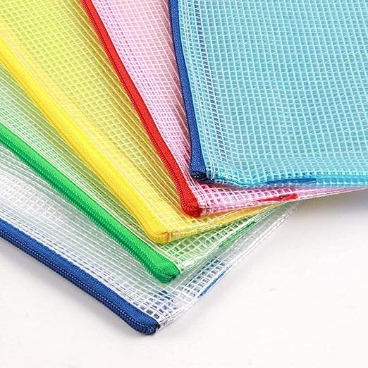 Unifizz B4 Plastic Wallets, Mesh Zipper Pouch Document Bag Ziplock Bags Waterproof Clear Plastic Pockets Zipper Bags Storage Bags for Office School Travel, 38 x 28cm, Pink, 1pcs