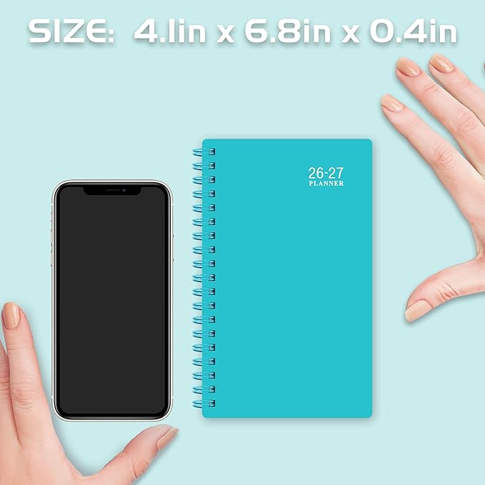 2026-2027 Pocket Calendar/Planner - Weekly & Monthly Pocket Planner for Purse, Jul. 2026 - Jun. 2027, 6.8" x 4.1", Strong Twin - Wire Binding, Plastic Cover