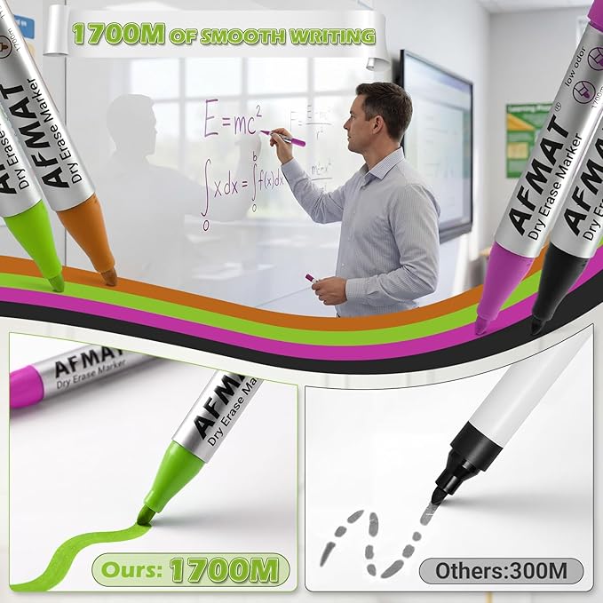 AFMAT Whiteboard Sticker for Wall, 48" x 36" White Board Paper, Super Sticky Dry Erase Wallpaper, Peel and Stick Dry Erase Board with 3 Markers, No Ghosting Whiteboard Paper for Home Office Classroom