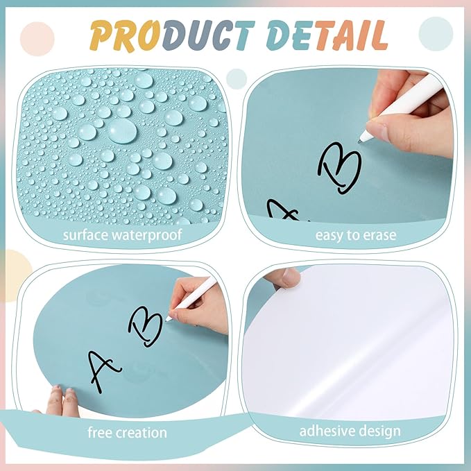 Lincia 24 Pack Erase Dots Circles Colorful 10.5 Inch Removable Vinyl Spot Dry Erase Desktop Writing Spots Set for Classroom Desk Wall Table Teacher Students School Home Desk Wall(Boho)