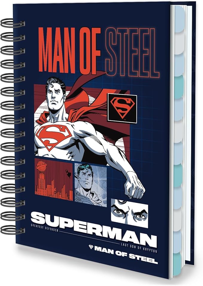 Superman Planner 2026, Superhero Weekly/Monthly Planner with Tabs, Hardcover Calendar Planner Monthly Agenda Spiral Notebook for Teacher Student Organizer Supplies (Plan D)