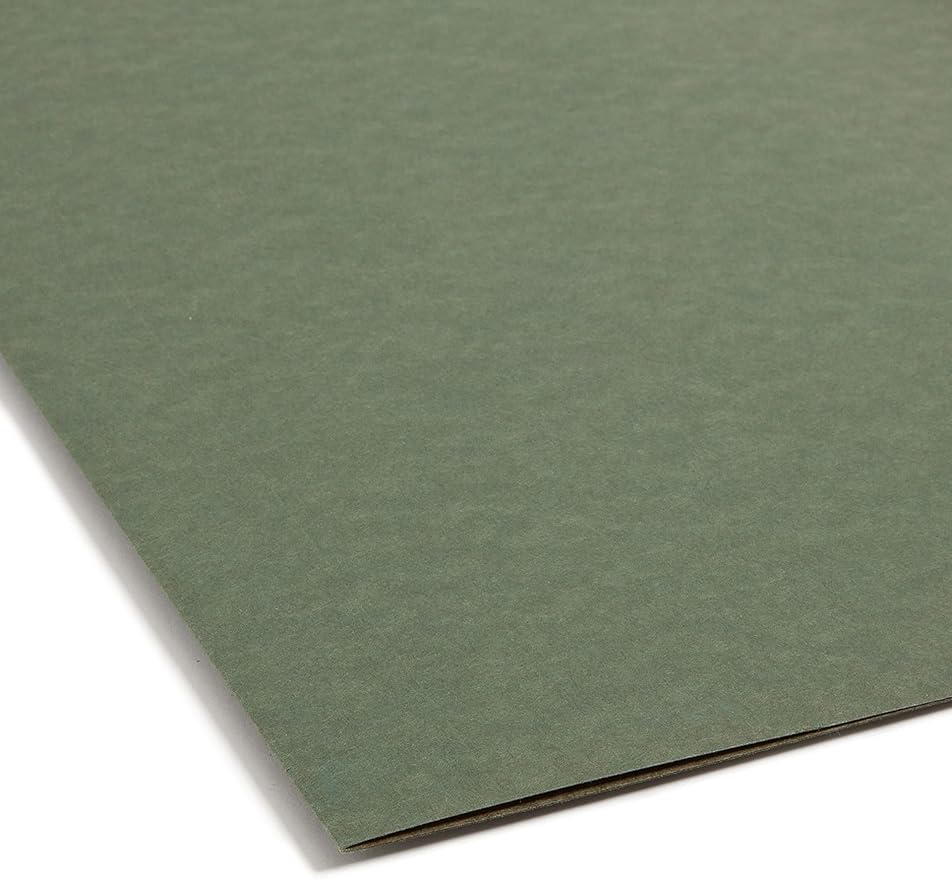 Smead Hanging File Folder with Tab, 1/3-Cut Adjustable Tab, Legal Size, Standard Green, 25 per Box (2-Inch Expansion, Legal)