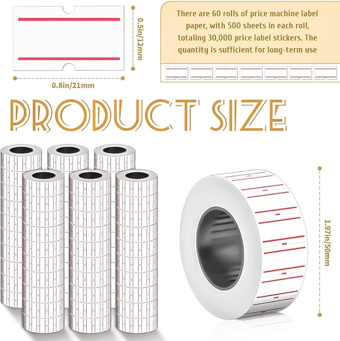 MotBach 30000Pcs 10Rolls Price Stickers Price Tags Labels for Mx-5500 Labeller, White Price Gun Labels Stickers Tags White Pricemarker Machine Sticker Label tag