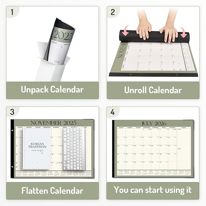 Forvencer Desk Calendar 2026-2027, 20 Months Calendar Runs from May 2026 to December 2027, 22" x 17" Large 2026 Desk Calendar Monthly Planner with Plastic Cover for Home School Office, Pink