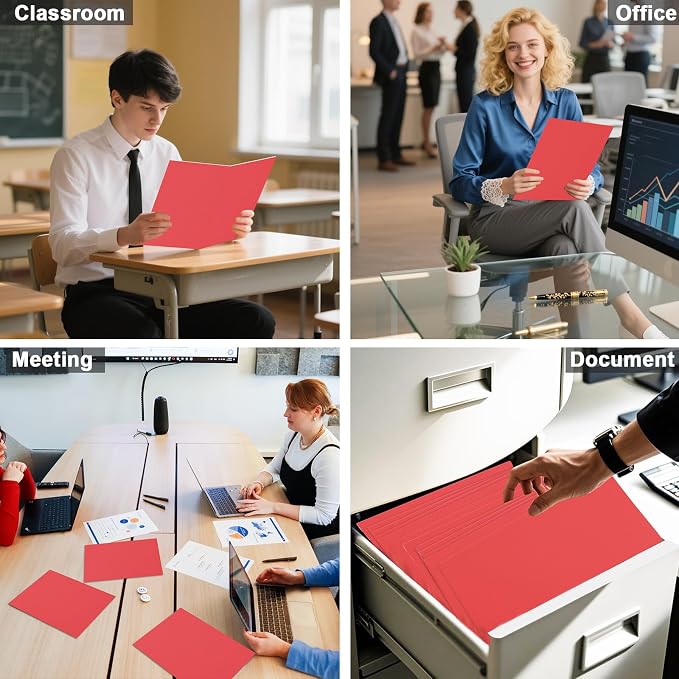 Folders with Pockets, LAYZZ 60 Pack Paper Pocket Folders, 2 Pocket File folders Fits Letter Size Paper, for School Office and Home (Red)
