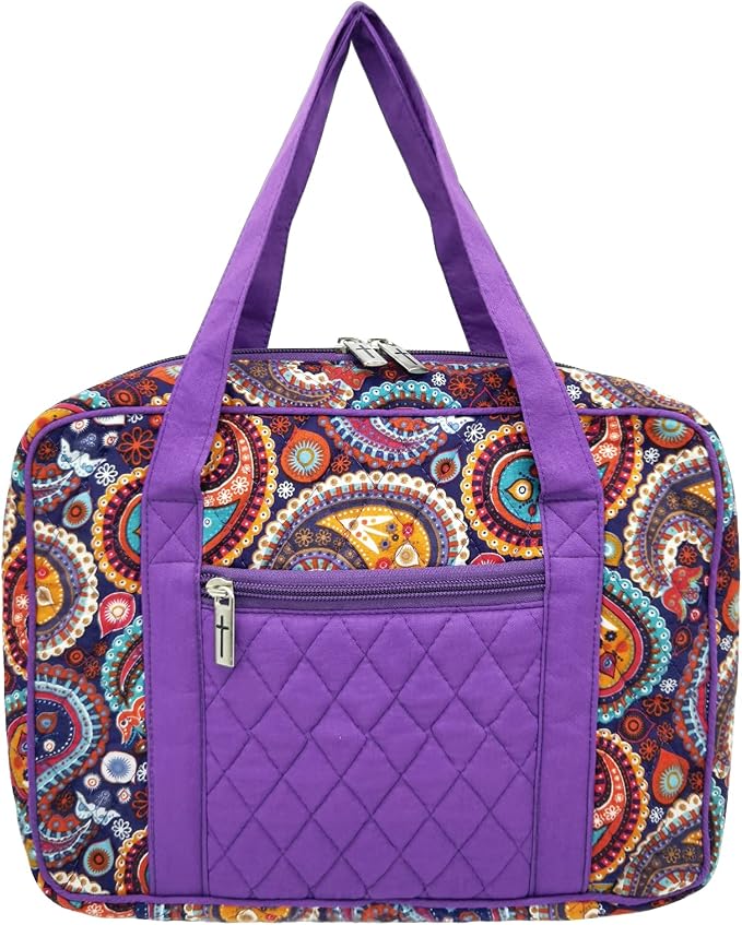 DIWI Quilted Bible Cover Extra Large Sizes 11.25 X 8.25 X 2.75 Inches Bible Tote Good Book Case (XL, C2 Purple Paisley)