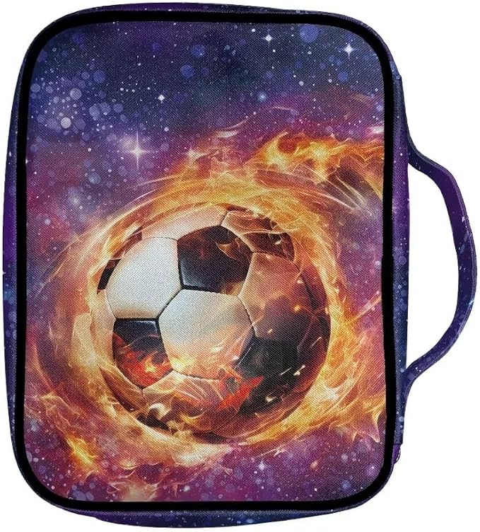 Coldinair Galaxy Fire Soccer Bible Covers for Men Kids Carrying Book Bible Case Sunflower Church Bag Bible Protective with Handle & Zippered Pocket