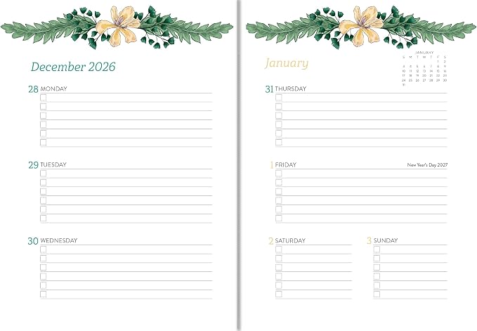 High Note 2027 Planner, 17-Month Weekly & Monthly Flexible Cover Calendar Book with Goal & Project Planning Pages, August 2026 – December 2027, 5.75" x 7.5", Greenery