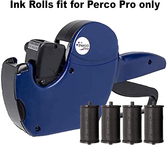 Perco Pro 1 Line Price Gun with Labels Kit, Includes 1 Line Pricing Gun, 10,000 White Labels, with Pre-Loaded Inker Bundled w Perco Ink Roll for Perco Pro 1 Line & Perco Pro 2 Line Perco Labelers
