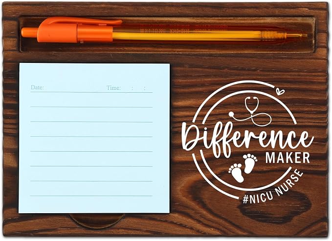 NICU Nurse Difference Maker Self-Stick Note Pad Holder Thoughtful Gift for Neonatal Nurses Healthcare Professionals, Durable and Stylish Desk Organizer, Work Desk Retro Note Pad Holder SDZ345