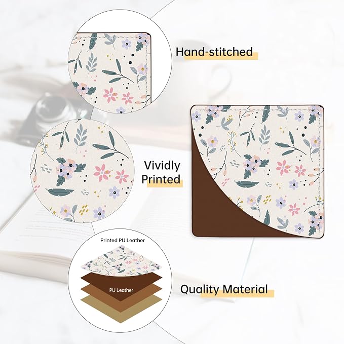 2 Pack Flower Leather Book Corner Bookmark, Durable Handmade Reading Accessories - Gifts for Readers, Women, Men, Teachers, Students 4