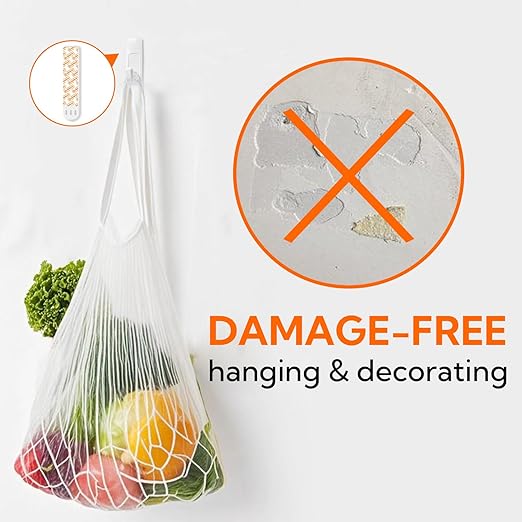 hookay Upgrade Large Refill Adhesive Strips for Indoor Wall Hooks, Damage-Free Hanging, No Tools Removable Adhesive Strips for Large Decor, Living Spaces & Bathroom, 20 White Strips